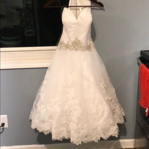 White tea length wedding dress